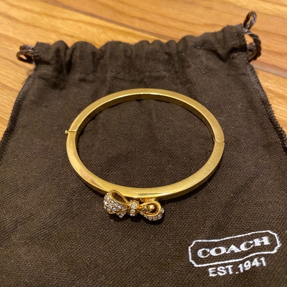 Coach Hinged Bangle Bracelet Rhinestone Bow NEW - Picture 7 of 9